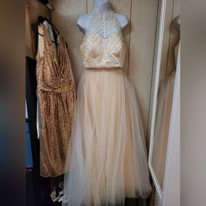 Elegant Cream Halter Gown